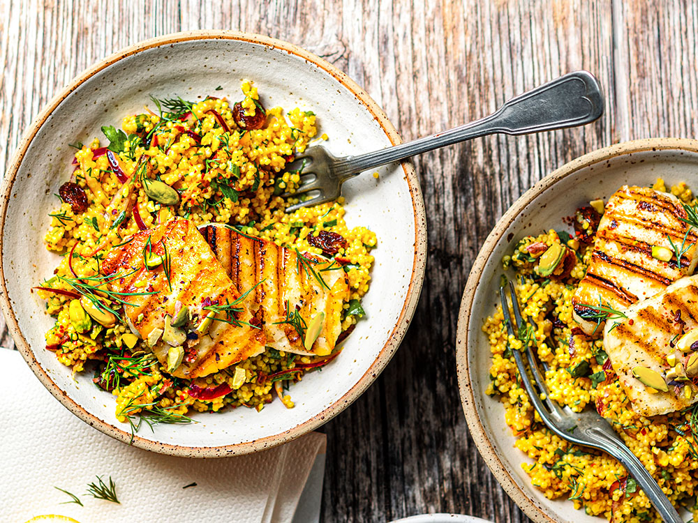 Hirsesalat mit Halloumi